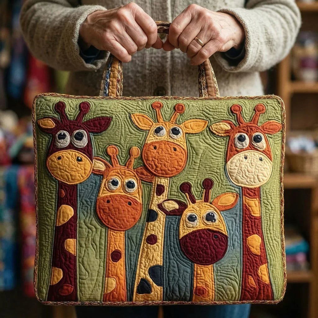 Women's Handmade Quilted Tote Bag with Unique Print