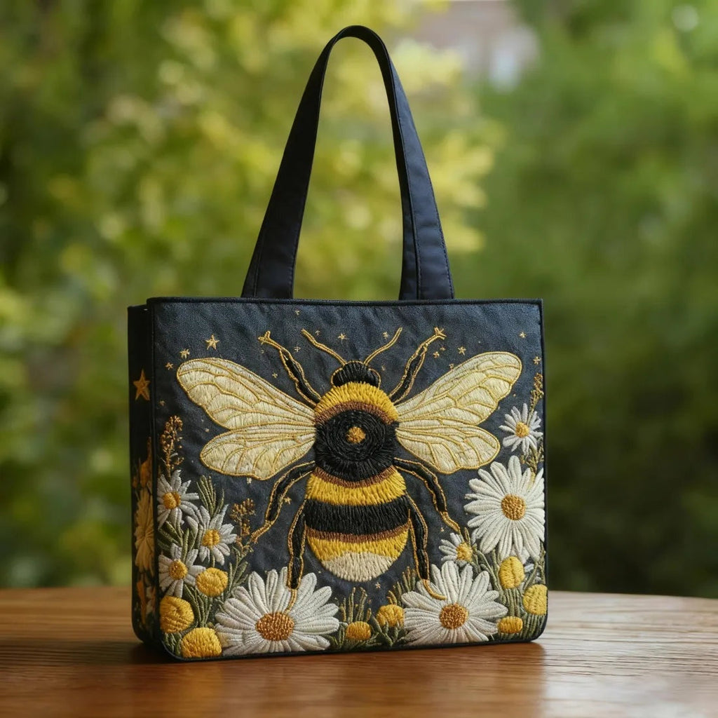 Women's Handmade Quilted Tote Bag with Unique Print