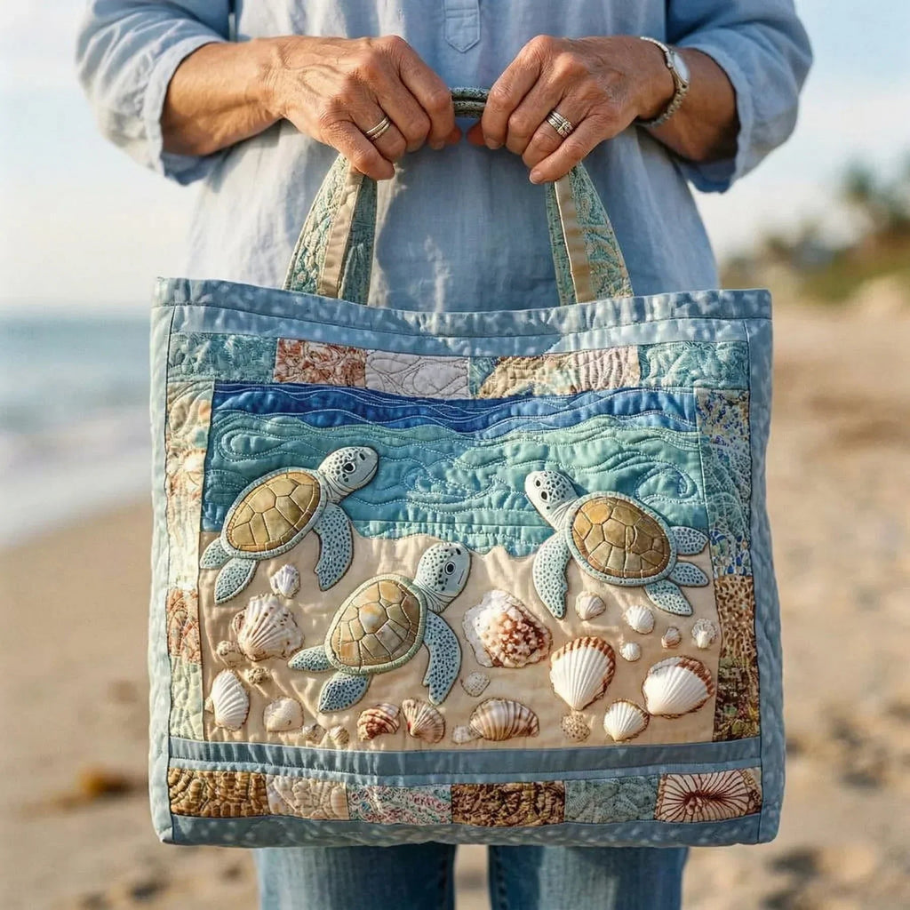 Women's Handmade Quilted Tote Bag with Unique Print