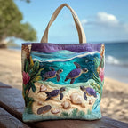 Women's Handmade Quilted Tote Bag with Unique Print