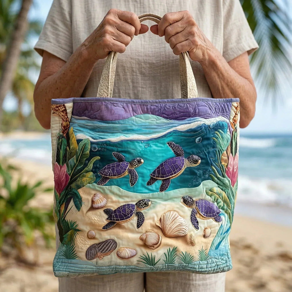 Women's Handmade Quilted Tote Bag with Unique Print