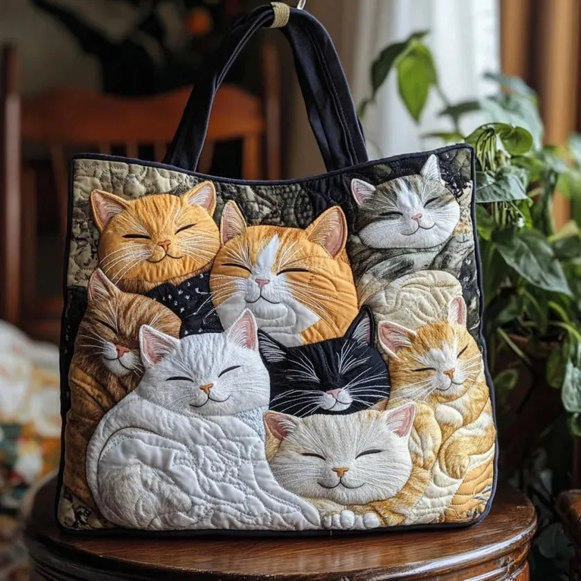 Women's Handmade Quilted Tote Bag with Unique Print