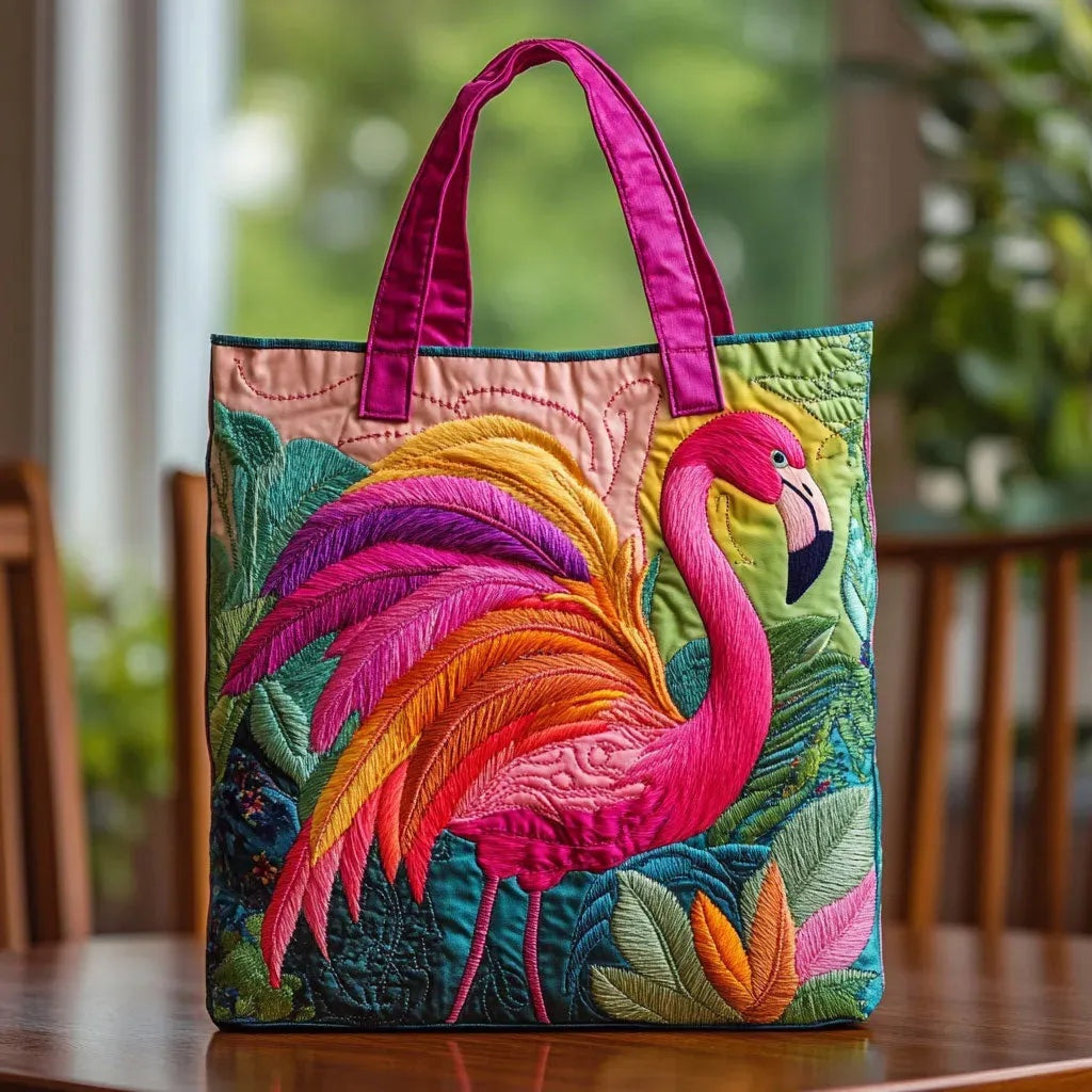 Women's Handmade Quilted Tote Bag with Unique Print