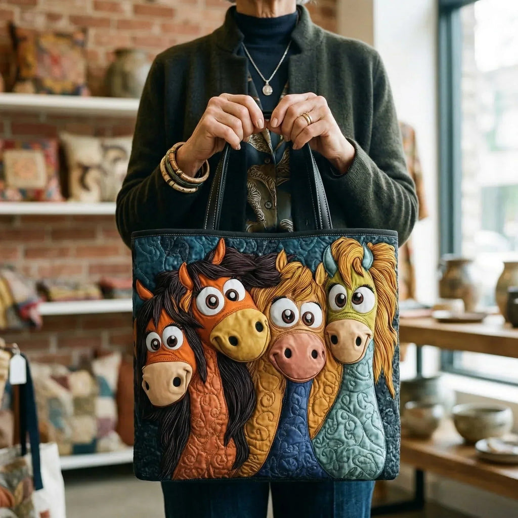 Women's Handmade Quilted Tote Bag with Unique Print