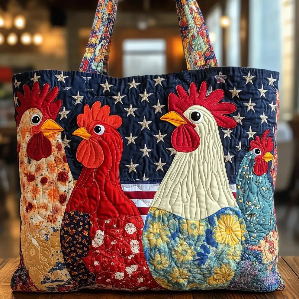 Women's Handmade Quilted Tote Bag with Unique Print