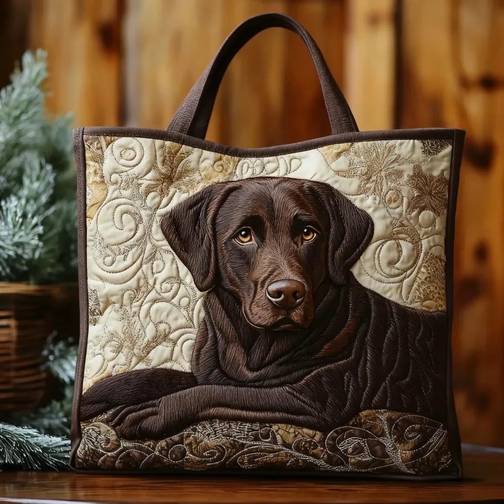 Women's Handmade Quilted Tote Bag with Unique Print - Labrador