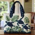 Women's Handmade Quilted Tote Bag with Unique Print - Tropical Floral