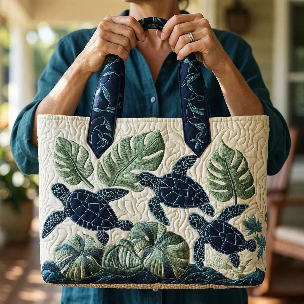Women's Handmade Quilted Tote Bag with Unique Print