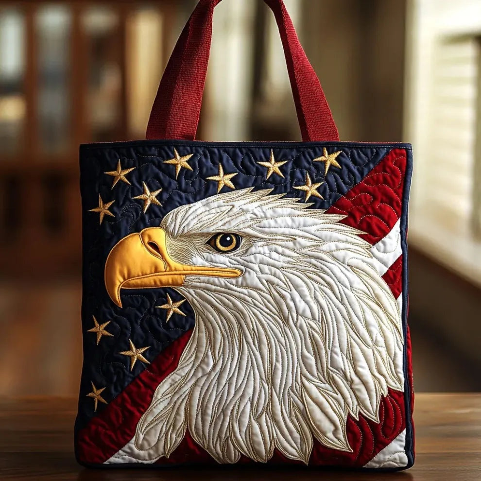Women's Handmade Quilted Tote Bag with Unique Print