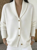 Women's Soft Knit Lapel Cardigan - White