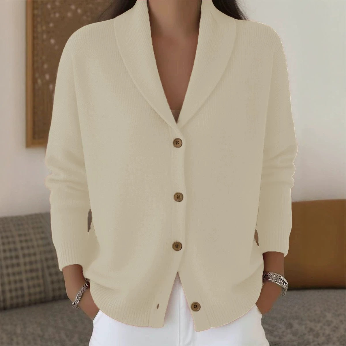 Women's Soft Knit Lapel Cardigan