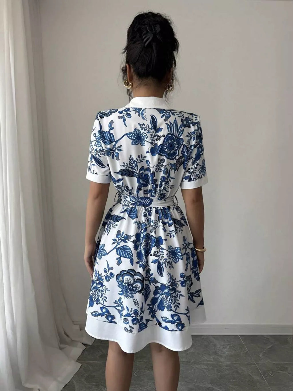 Women's Printed Button-Front Mini Dress