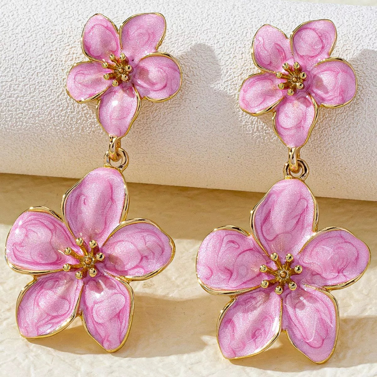 Women's Floral Drop Earrings - Pink