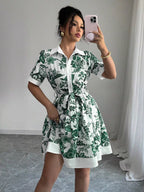 Women's Printed Button-Front Mini Dress