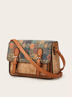 Women's Vintage Printed PU Leather Crossbody Bag