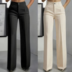 Women's High-Waisted Dress Pants - Black + Beige