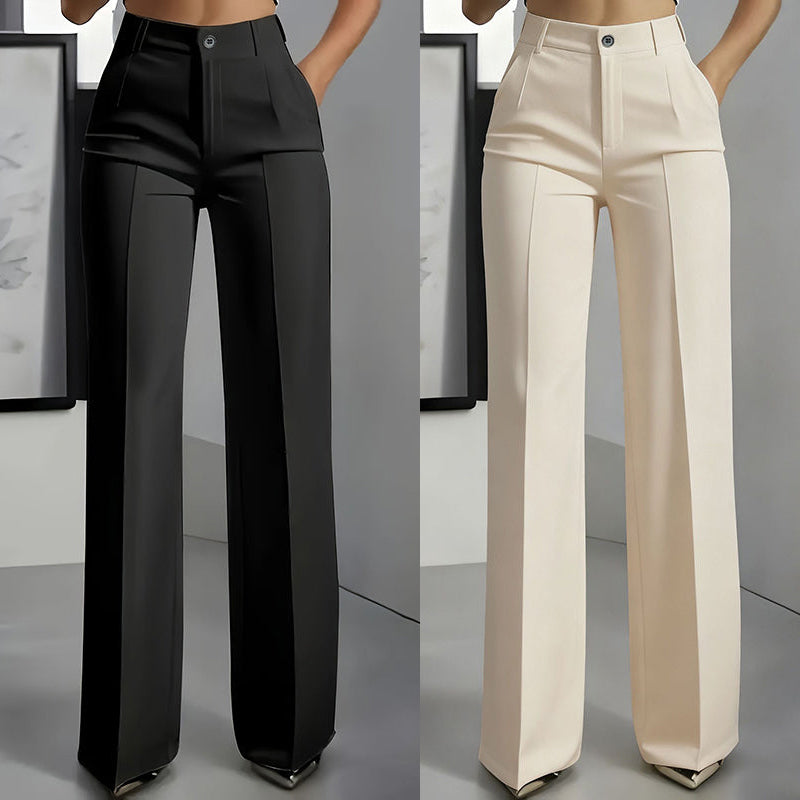 Women's High-Waisted Dress Pants - Black + Beige