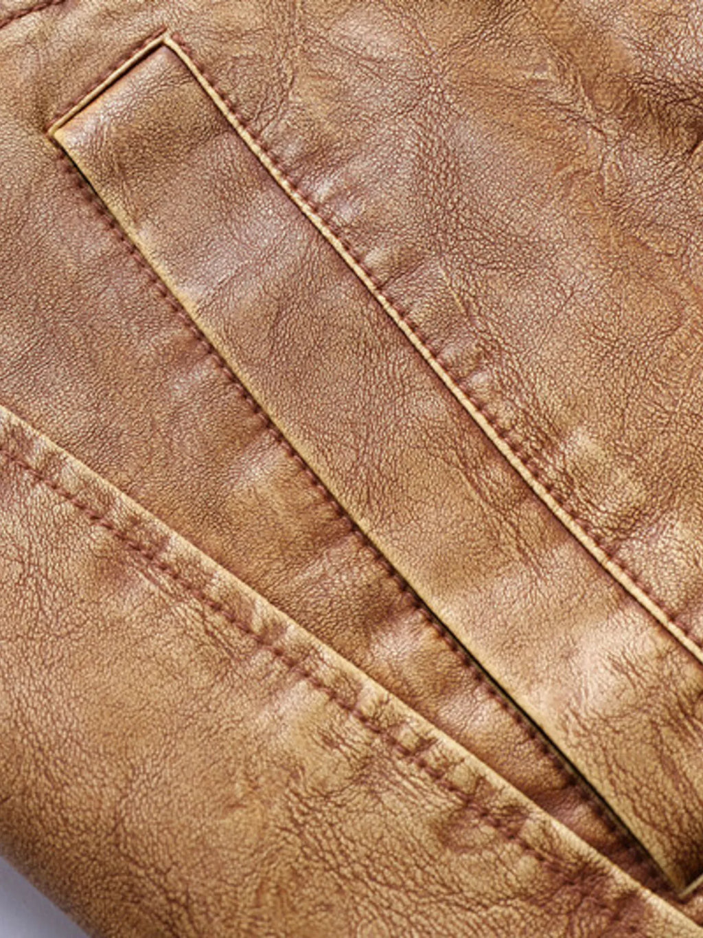 Men's Leather Jacket with Sherpa Collar Plus Size