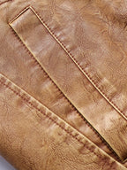 Men's Leather Jacket with Sherpa Collar Plus Size