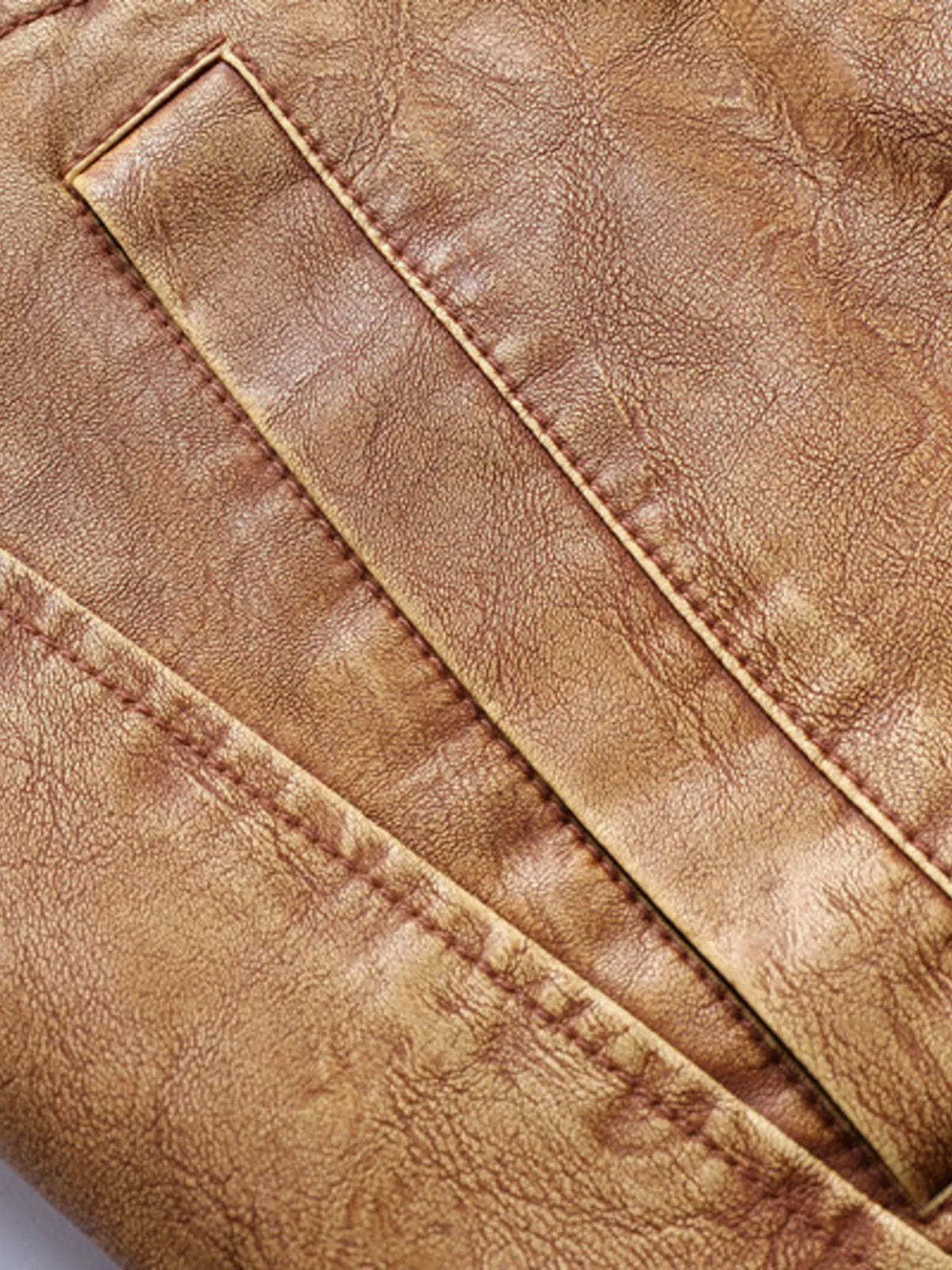 Men's Leather Jacket with Sherpa Collar Plus Size