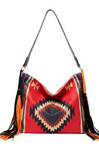 Women's Geometric Print Canvas Tote Bag - Orange