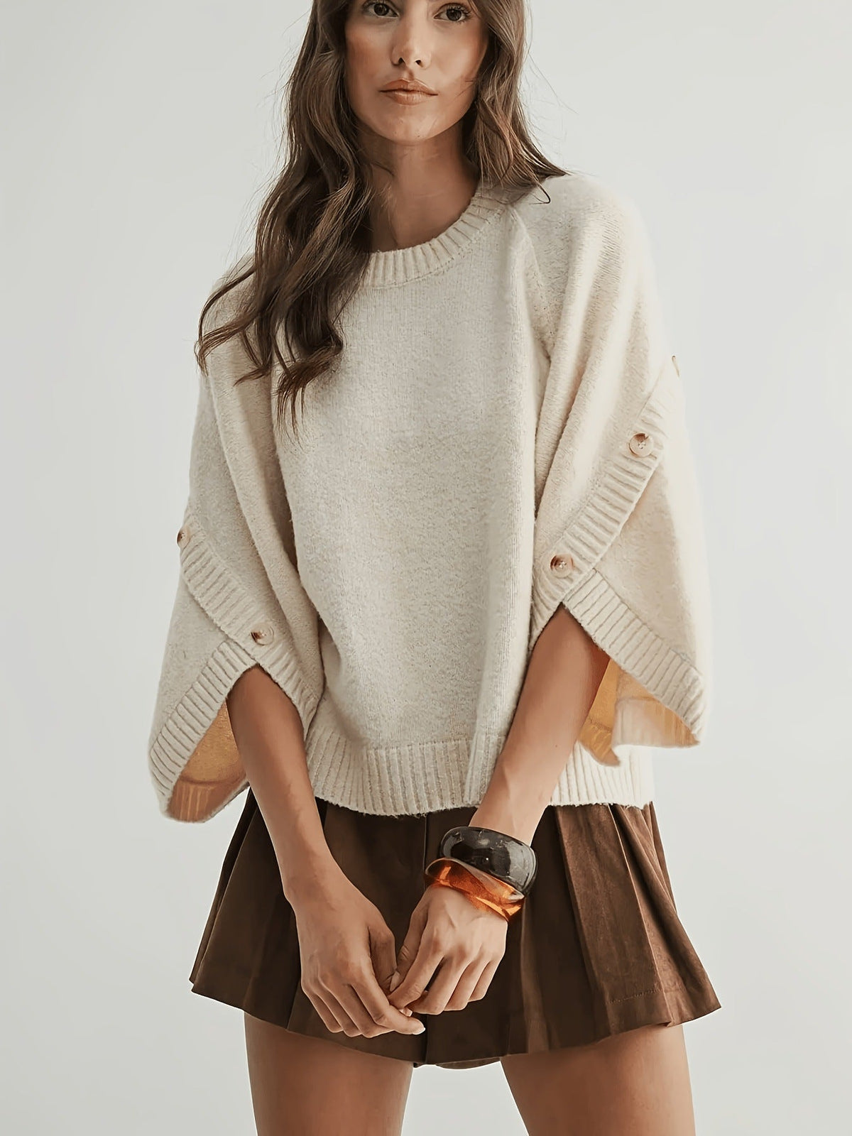 Women's Wool Crew Neck Sweater - Ivory White