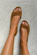 Women's Casual Suede Slingback Sandals Low Heel Open Toe - Leather