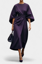 Women's Lantern Sleeve Fitted-Waist Dress - Purple
