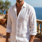 Men's Relaxed Fit Long Sleeve Linen Shirt