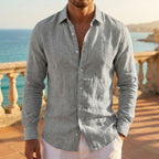 Men's Relaxed Fit Long Sleeve Linen Shirt