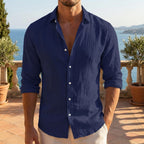 Men's Relaxed Fit Long Sleeve Linen Shirt