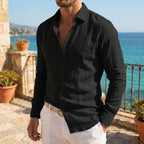Men's Relaxed Fit Long Sleeve Linen Shirt