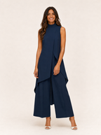 Women's Elegant Long Two-Piece Set for Special Occasions - Navy Blue