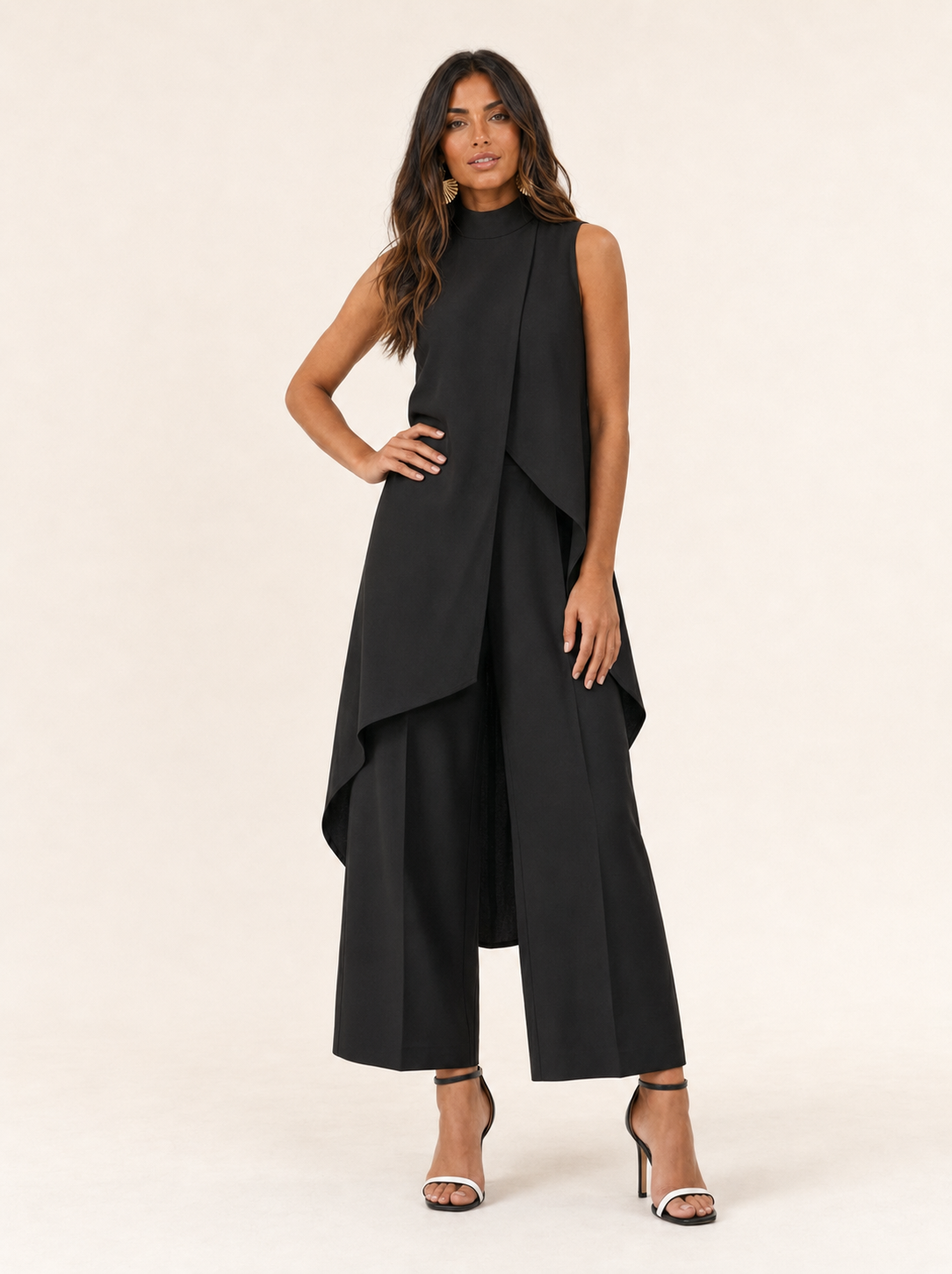 Women's Elegant Long Two-Piece Set for Special Occasions - Black