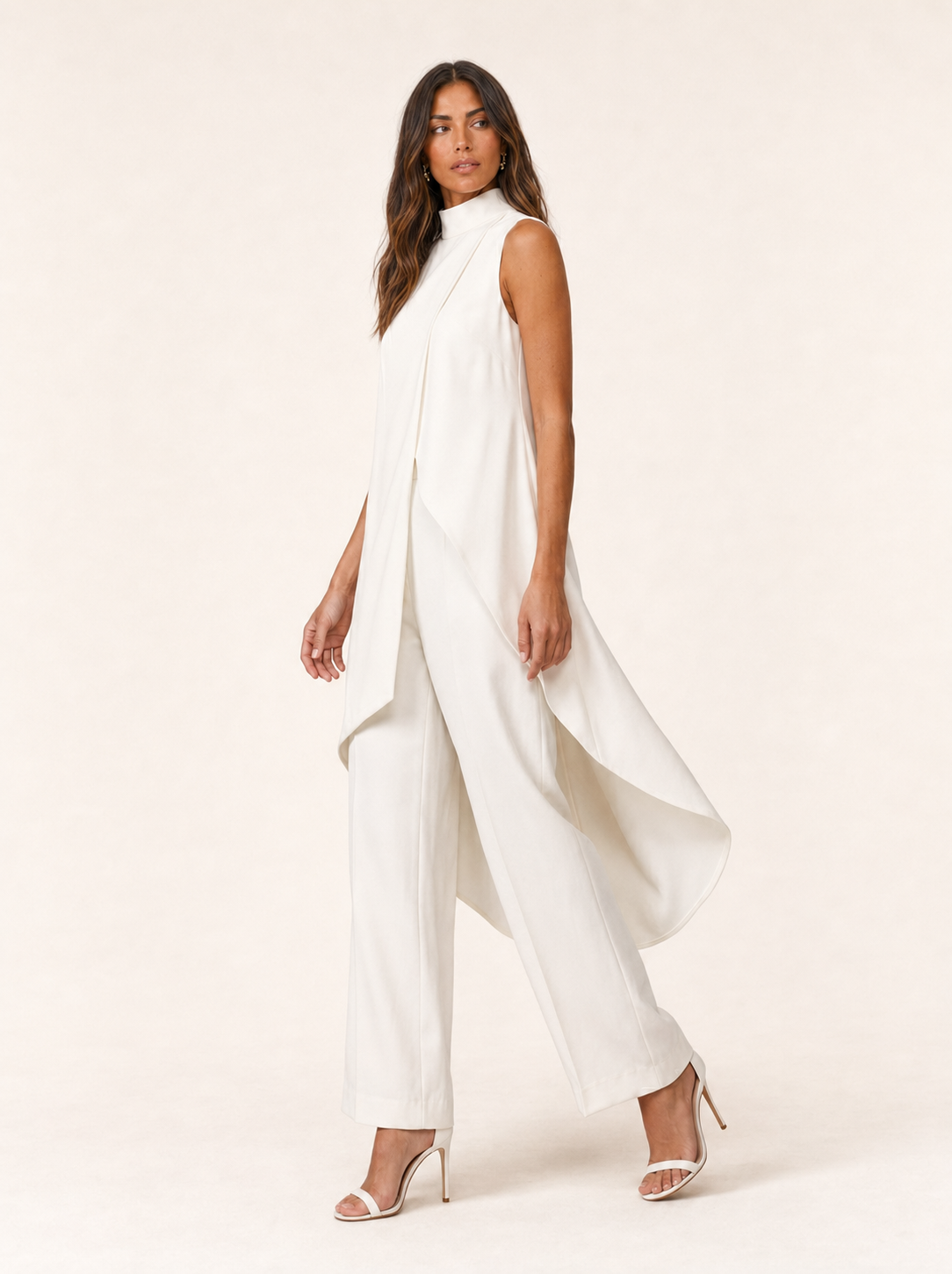 Women's Elegant Long Two-Piece Set for Special Occasions - White