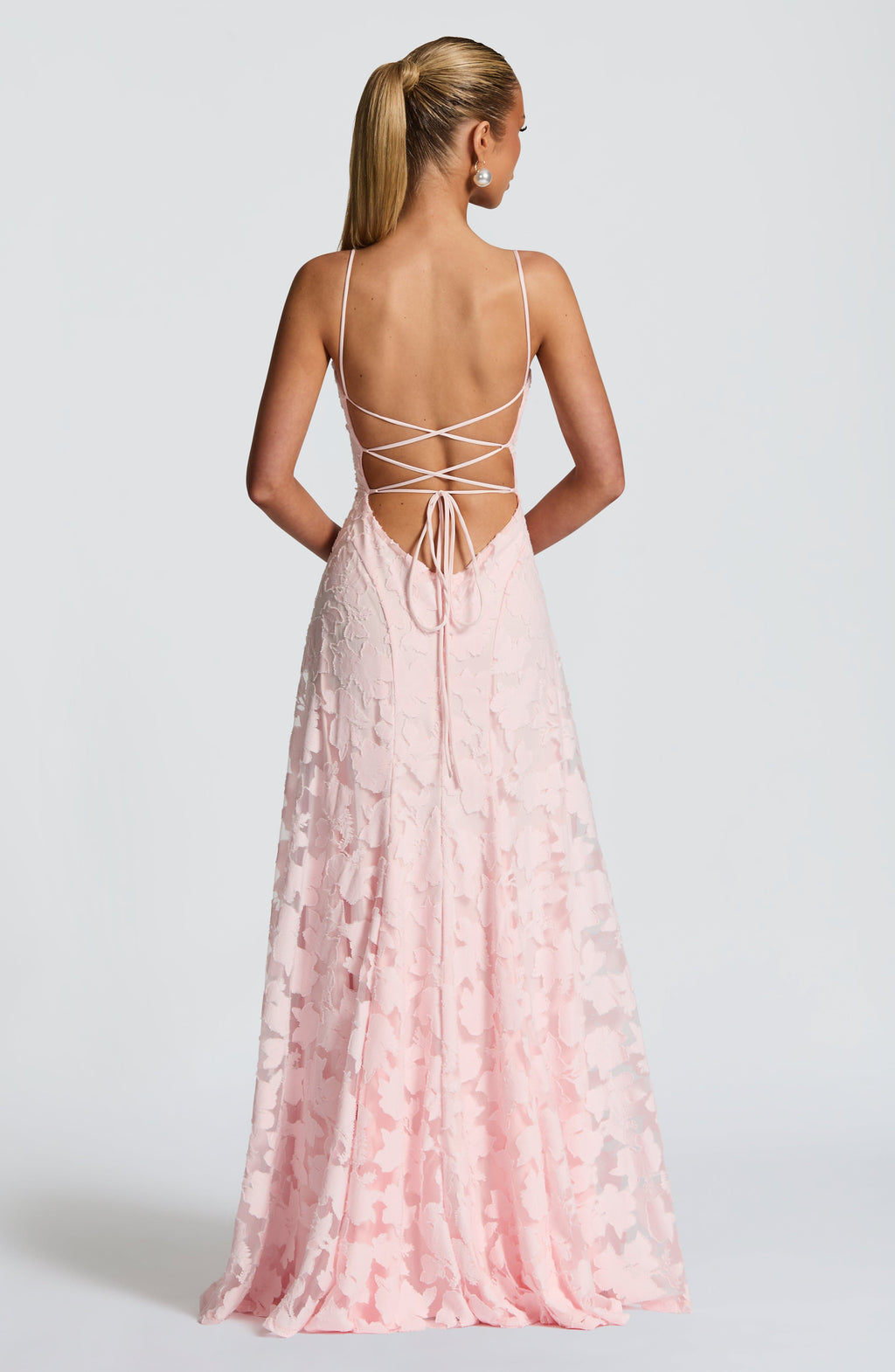 Women's Elegant Floral Evening Wedding Guest Dress with Lace-Up Back