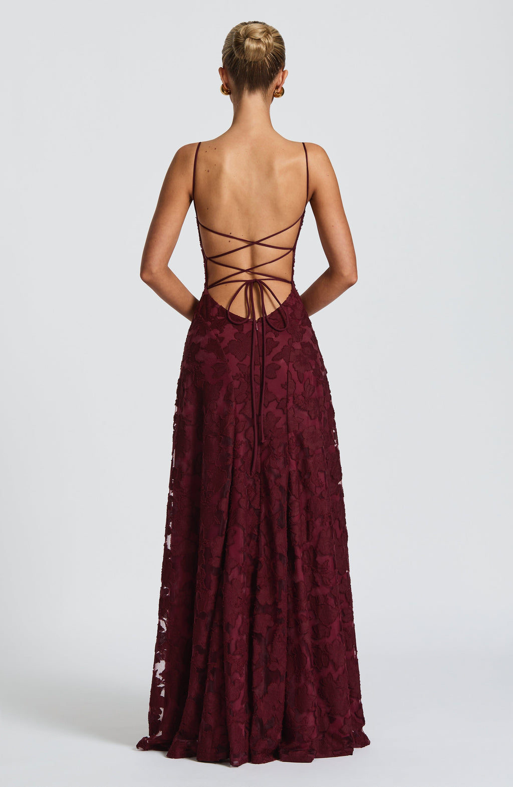 Women's Elegant Floral Evening Wedding Guest Dress with Lace-Up Back