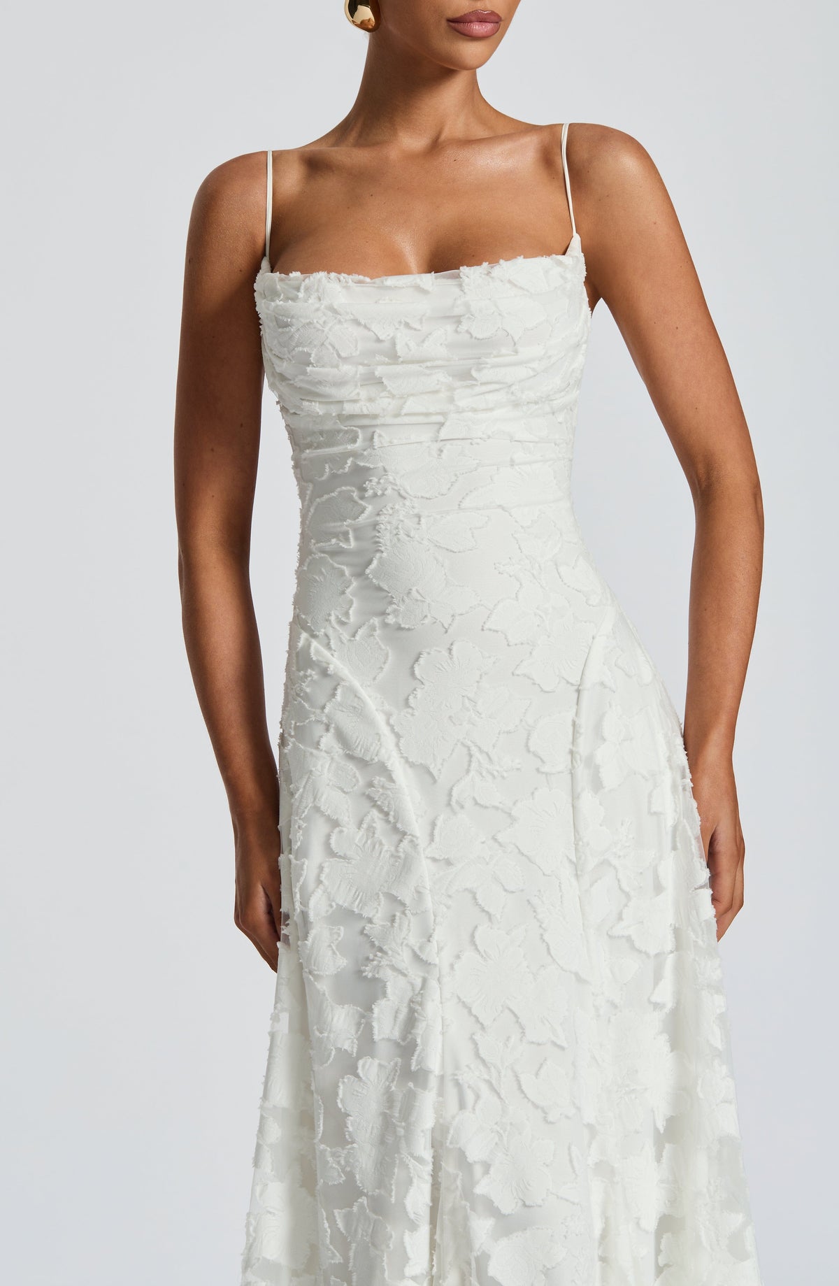 Women's Elegant Floral Evening Wedding Guest Dress with Lace-Up Back