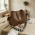 Women's Elegant Black and Brown Shoulder Bag - Brown