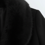 Women's Long Wool Coat with Faux Fur Collar