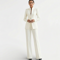 Women's Elegant Pantsuit Blazer and Pants Set - White
