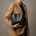 Women's Elegant Black and Brown Shoulder Bag
