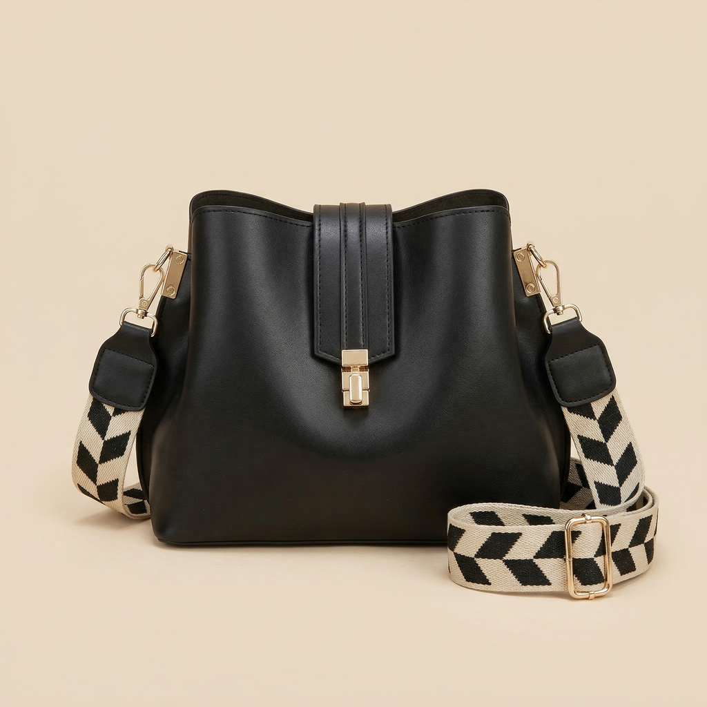 Women's Elegant Black and Brown Shoulder Bag