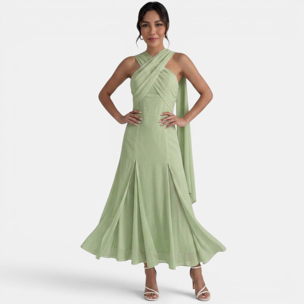 Women's Maxi Wedding Guest Dress for Events - Green