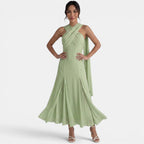 Women's Maxi Wedding Guest Dress for Events - Green