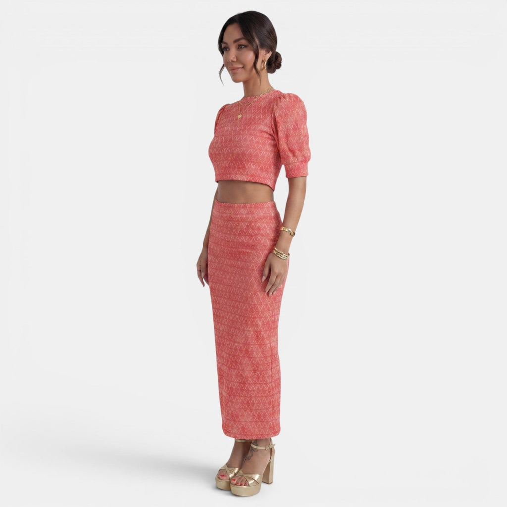 Women's Two-Piece Crop Top and Slit Skirt Set