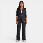 Women's Blazer and Wide-Leg Pants Set - Black