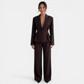 Women's Brown Blazer and Pants Set - Brown