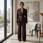 Women's Brown Blazer and Pants Set