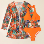 Women's Three-Piece Bikini Set - Orange